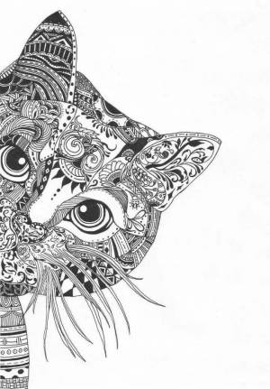 Раскраска сложная кот #1 #498021