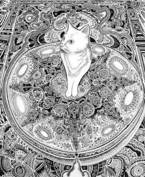 Раскраска сложная кот #4 #498024