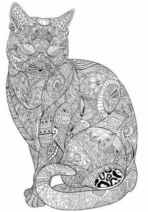 Раскраска сложная кот #13 #498033