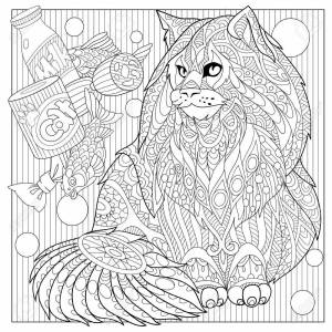 Раскраска сложная кошка #30 #498087