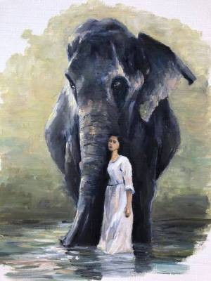 Раскраска слон и девочка #3 #498572