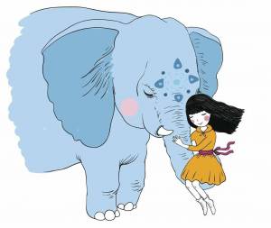 Раскраска слон и девочка #4 #498573