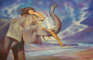 Раскраска слон и девочка #7 #498576