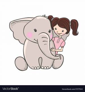 Раскраска слон и девочка #8 #498577