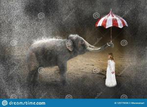 Раскраска слон и девочка #9 #498578