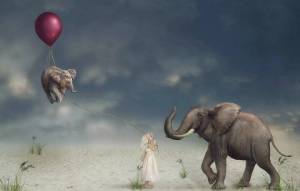 Раскраска слон и девочка #10 #498579