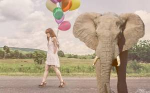 Раскраска слон и девочка #14 #498583