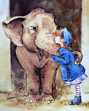 Раскраска слон и девочка #24 #498593