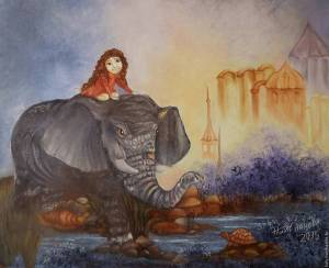 Раскраска слон и девочка #25 #498594