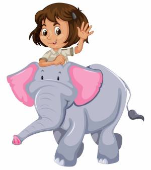 Раскраска слон и девочка #31 #498600