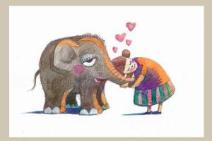 Раскраска слон и девочка #39 #498608