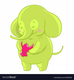 Раскраска слоник зеленый #23 #498779