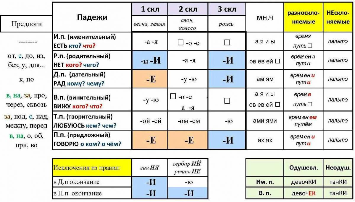 Склонение имен существительных 3 класс #14