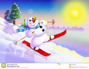 Раскраска снеговик на лыжах #2 #500622