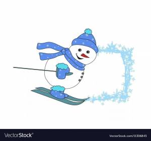 Раскраска снеговик на лыжах #4 #500624