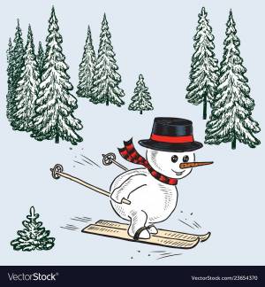 Раскраска снеговик на лыжах #8 #500628