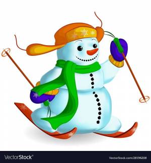 Раскраска снеговик на лыжах #9 #500629