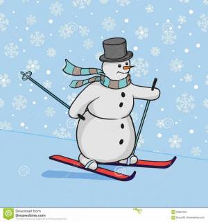 Раскраска снеговик на лыжах #12 #500632