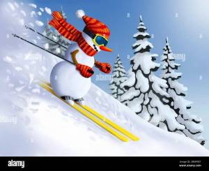 Раскраска снеговик на лыжах #28 #500648