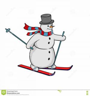 Раскраска снеговик на лыжах #32 #500652
