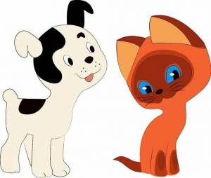 Раскраска собаки и кошки для детей #14 #502934