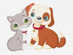 Раскраска собаки и кошки для детей #16 #502936