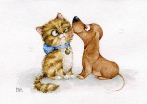 Раскраска собаки и кошки для детей #28 #502948