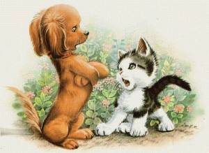 Раскраска собаки и кошки для детей #34 #502954