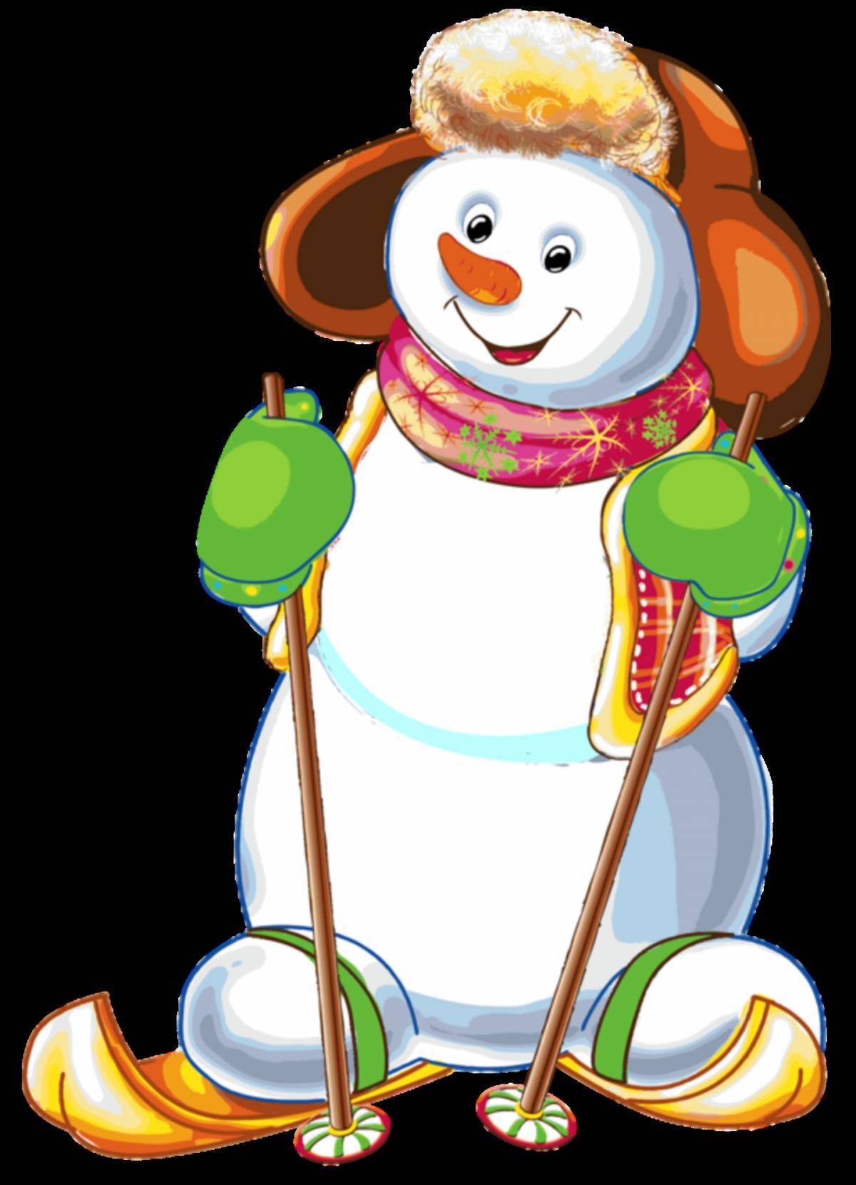 Снеговик на лыжах #3