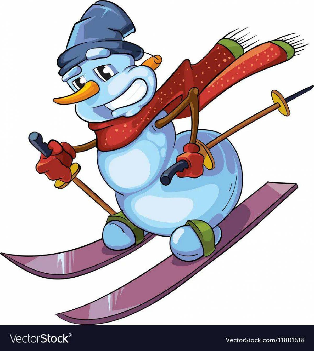 Снеговик на лыжах #6