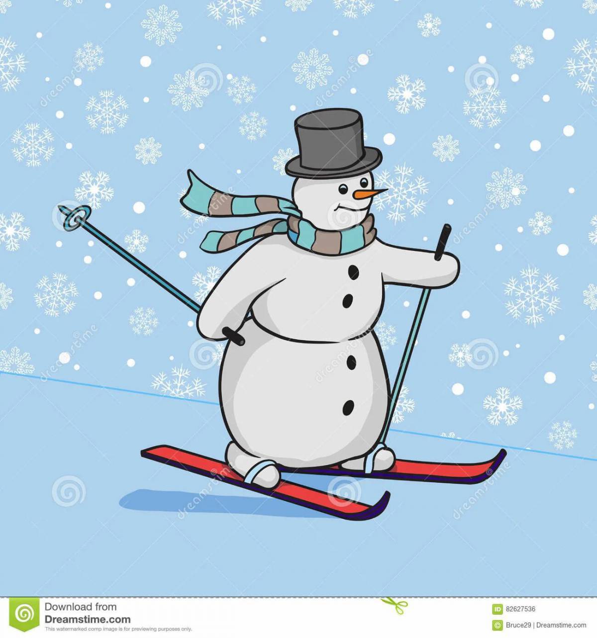 Снеговик на лыжах #12