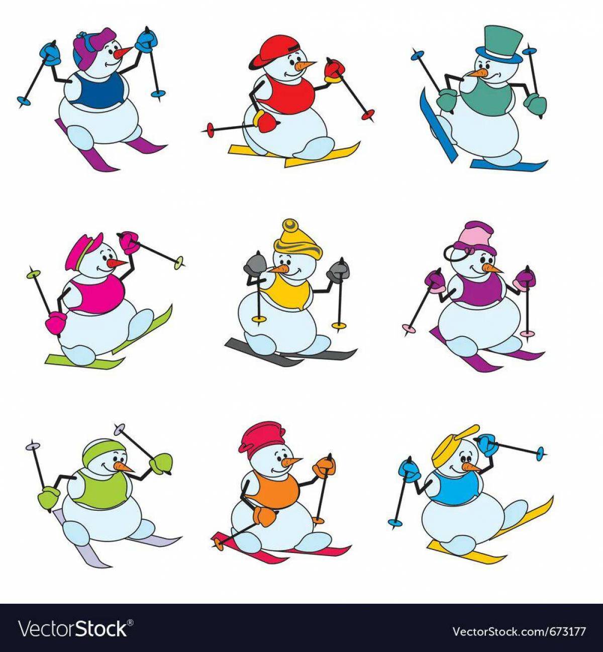 Снеговик на лыжах #15