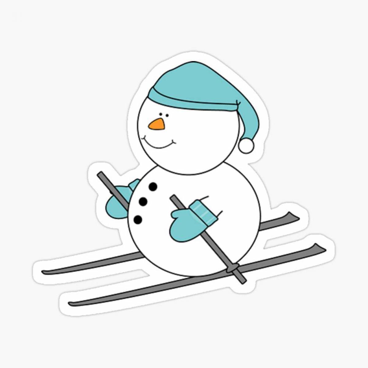 Снеговик на лыжах #16