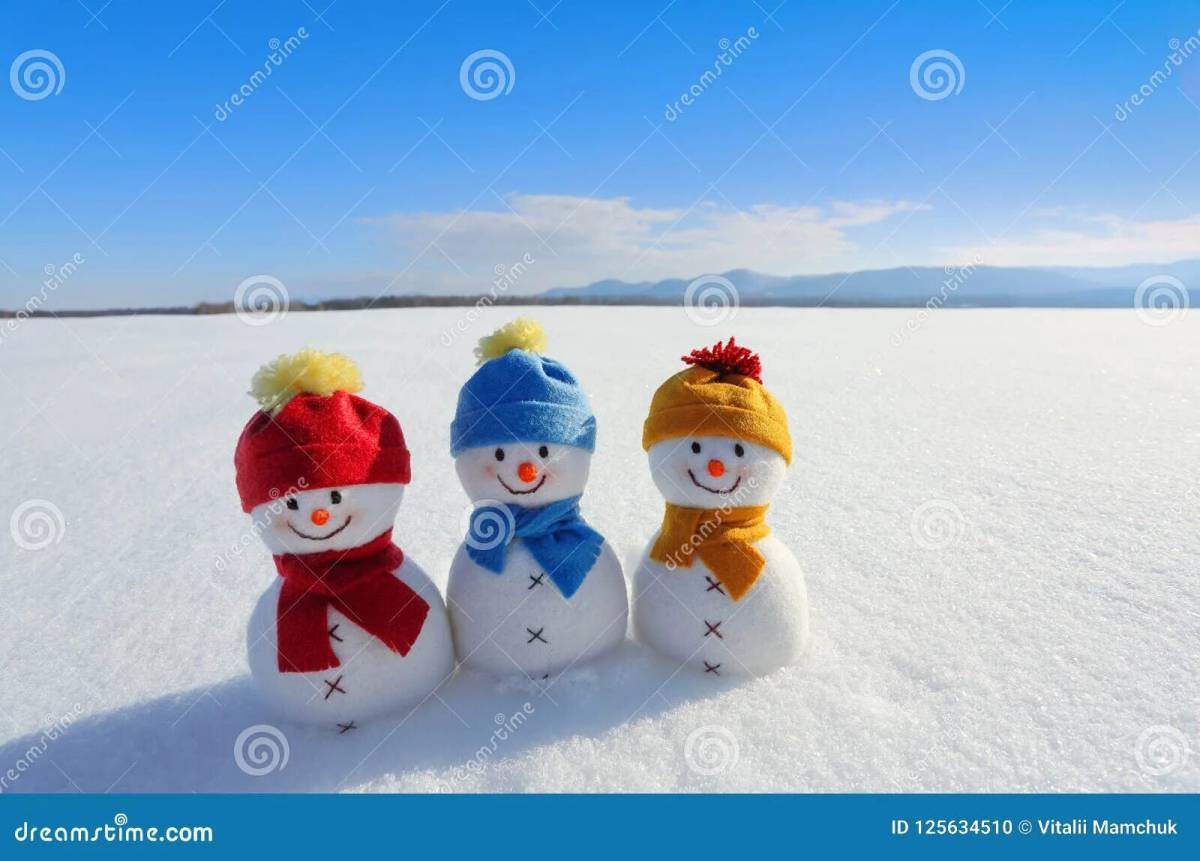 Снеговики в шапочках и шарфиках #29