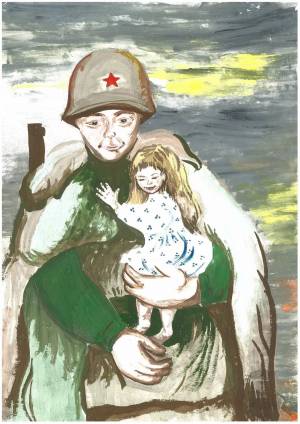 Раскраска солдат с ребенком на руках #36 #504987