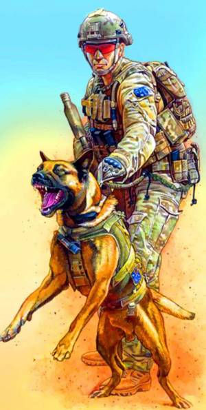 Раскраска солдат с собакой #9 #504999
