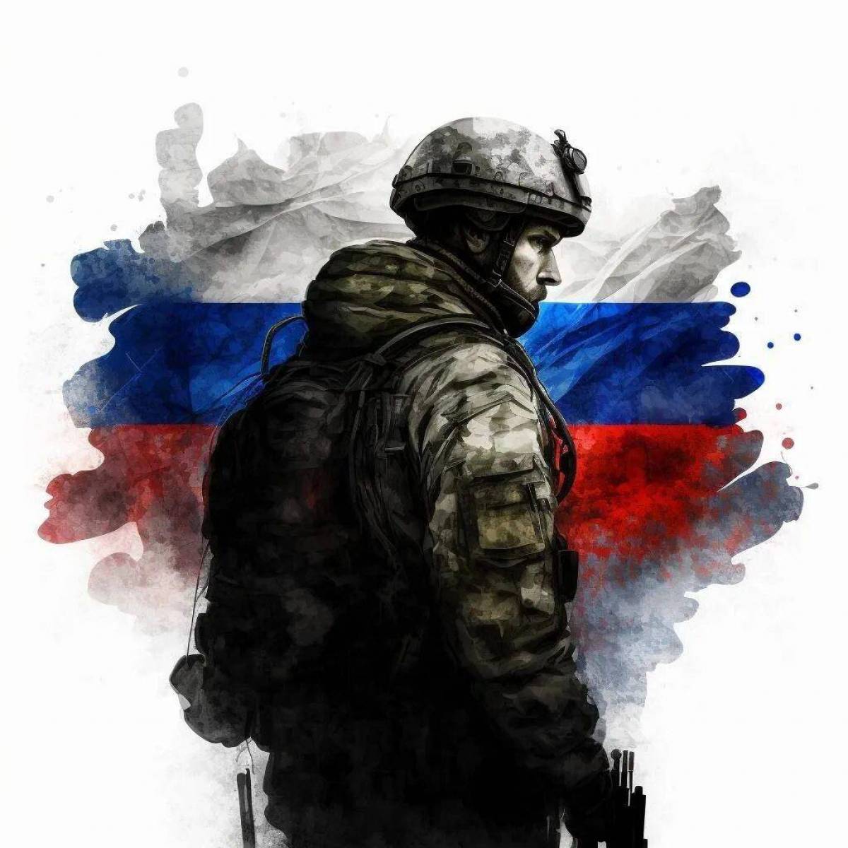 Солдат россии с флагом #1