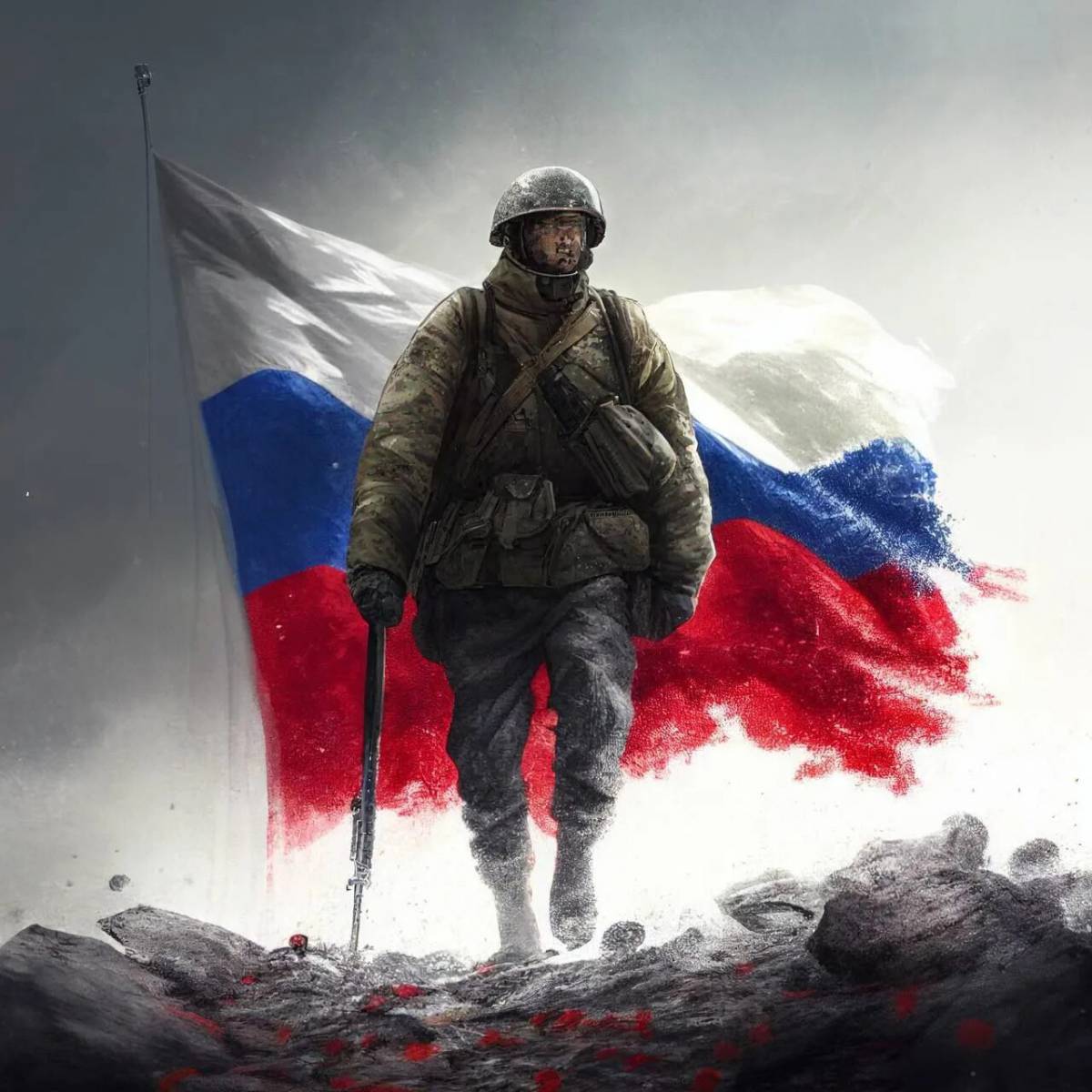 Солдат россии с флагом #13