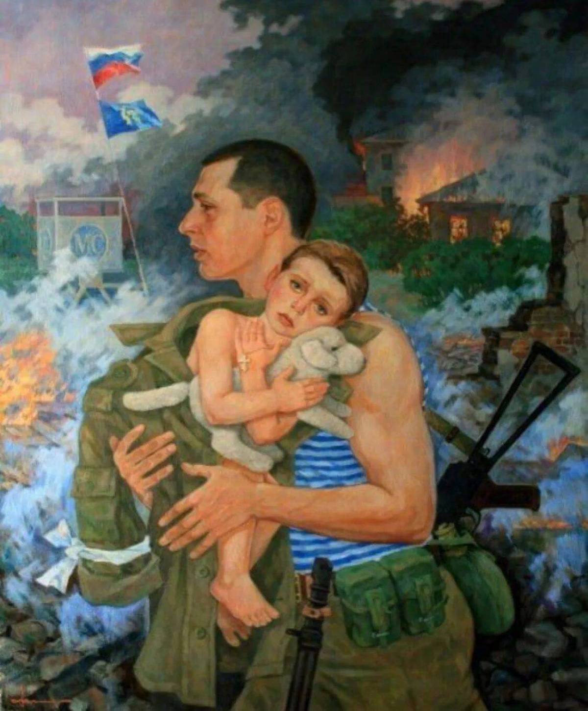 Солдат с ребенком на руках #25