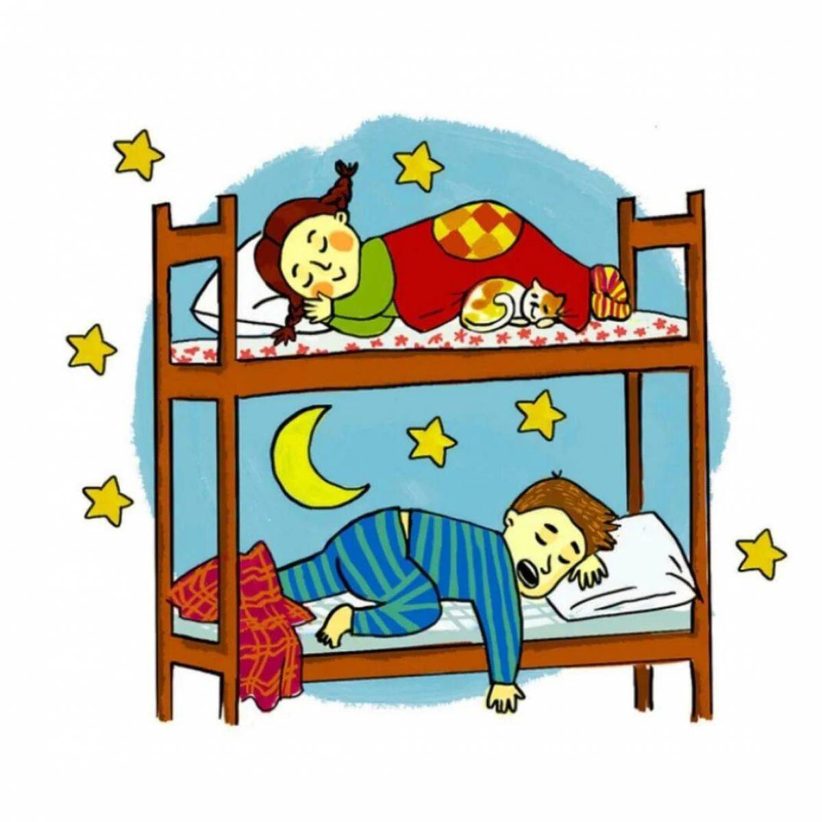 Спящий мальчик в кровати. Сон рисунок для детей. Спящий мальчик.