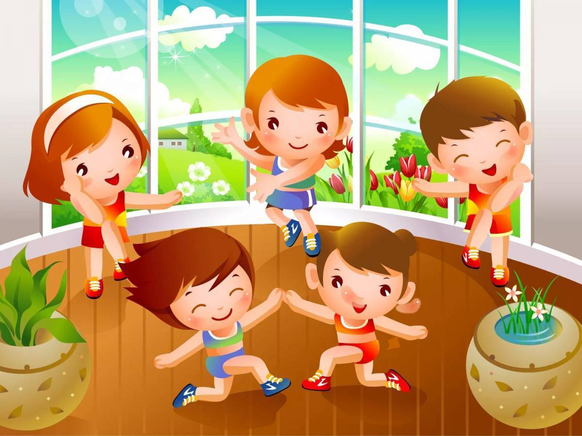 Дети в детском саду. Физкультура рисунок для детей. Спорт в детском саду. Мы здоровью скажем да.
