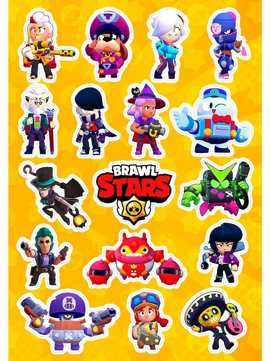 Набор наклеек Brawl Stars. Набор стикеров БРАВЛ старс. Наклейки Браво старс. Стикеры из БРАВЛ старса.