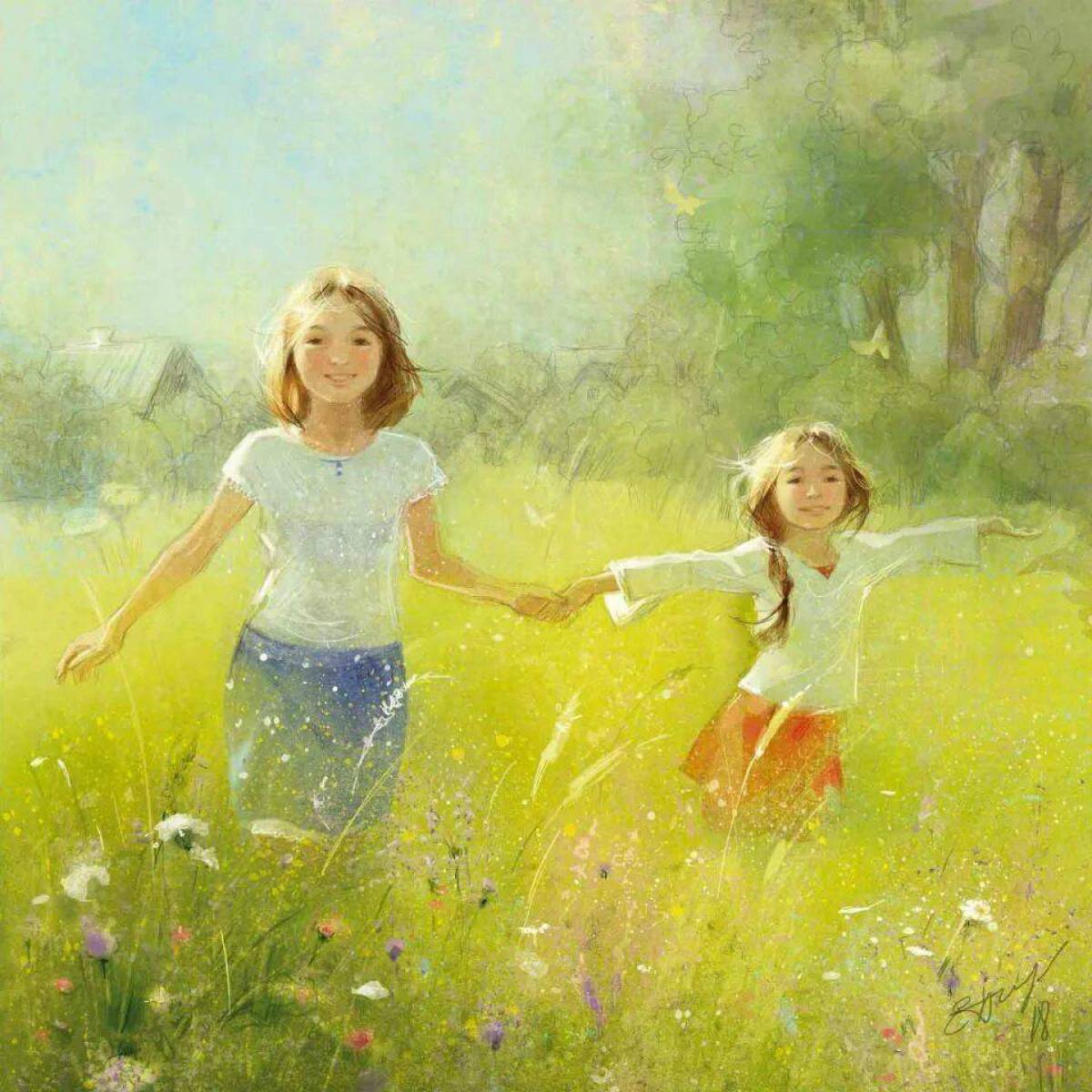 Детство это свет и радость слушать. Картины Дональда Золана беззаботное детство. Радость живопись.
