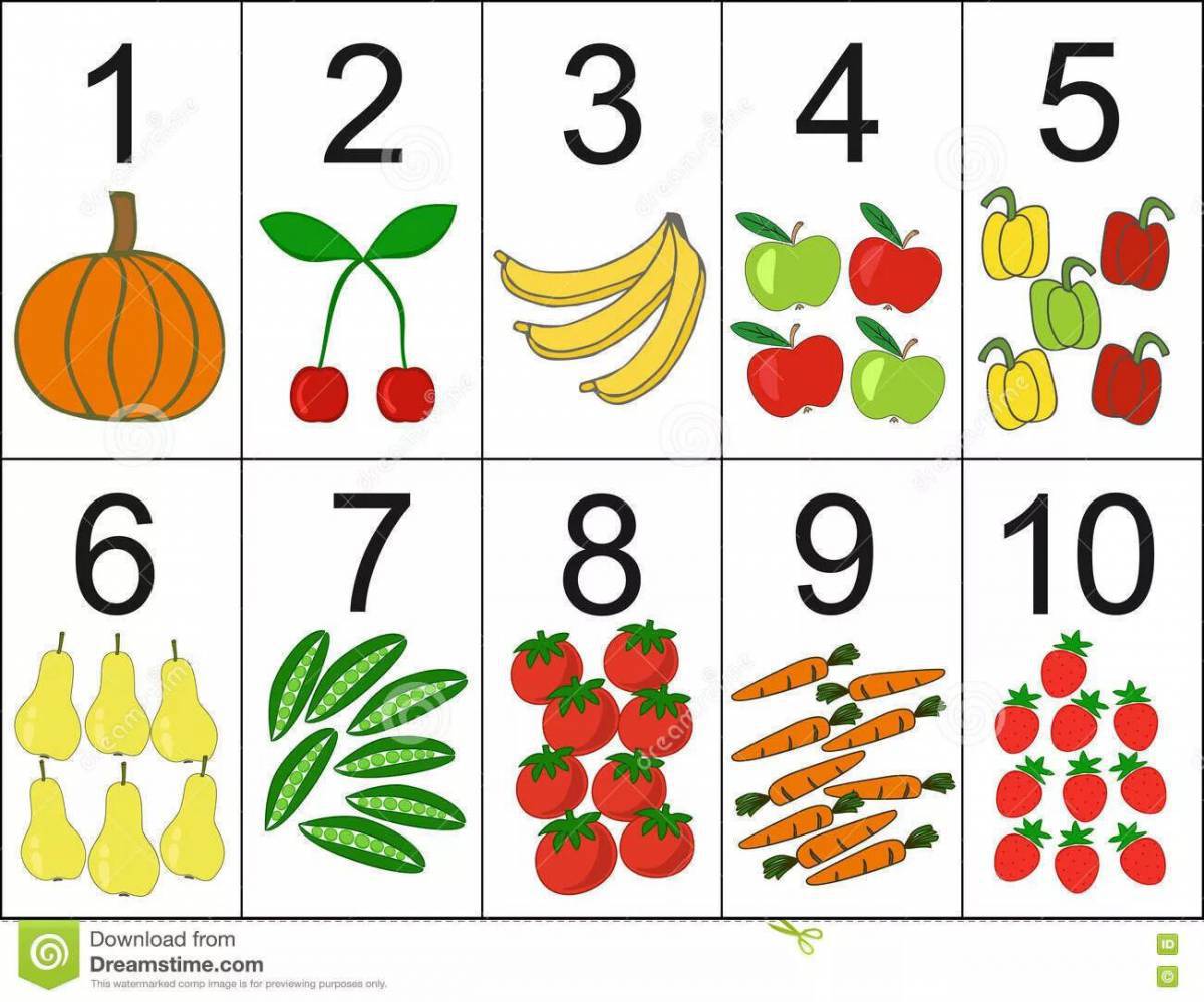 Карточки для счета от 1 до 10 с картинками