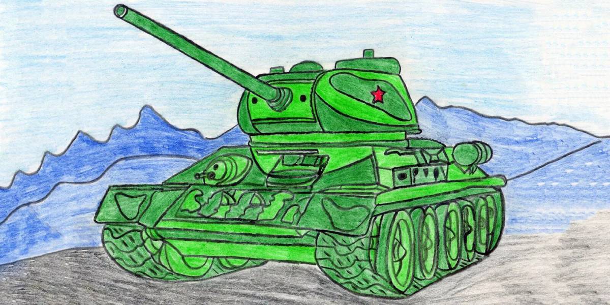 Https r 23. Танк рисунок. Танки рисунки. Детский рисунок танка. Рисунок на военную тему карандашом.