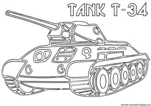 Раскраска танк т 34 для детей #22 #518619