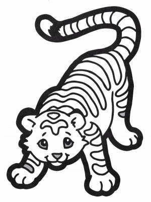 Раскраска тигр для детей 3 4 лет #6 #522353