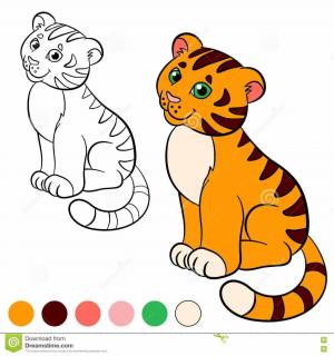 Раскраска тигр для детей 3 4 лет #8 #522355