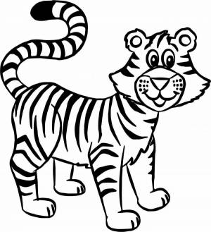 Раскраска тигр для детей 3 4 лет #9 #522356