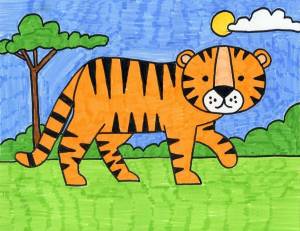 Раскраска тигр для детей 3 4 лет #11 #522358